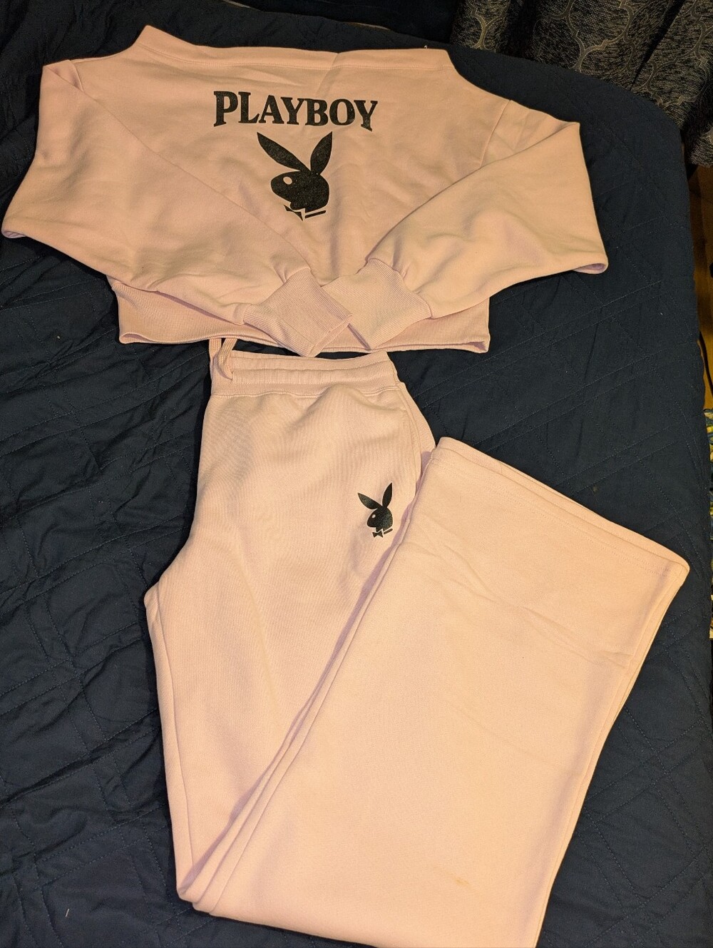 PLAYBOY Pink Logo Cropped Sweatshirt & Joggers SET